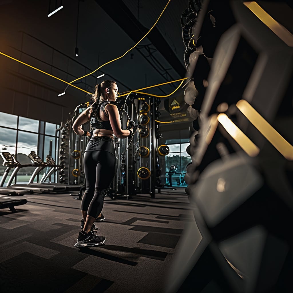 woman in front of equipment