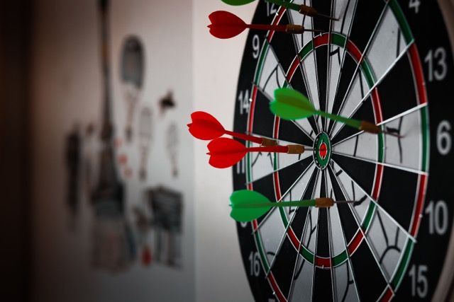 Photo by Hasan Albari: https://www.pexels.com/photo/close-up-photo-of-dart-pins-on-dartboard-1424745/