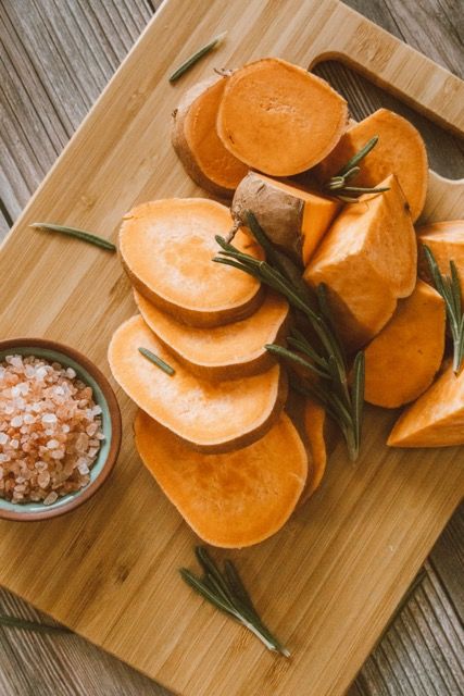 Photo by Jess Loiterton: https://www.pexels.com/photo/photograph-of-chopped-sweet-potatoes-on-a-chopping-board-5505462/